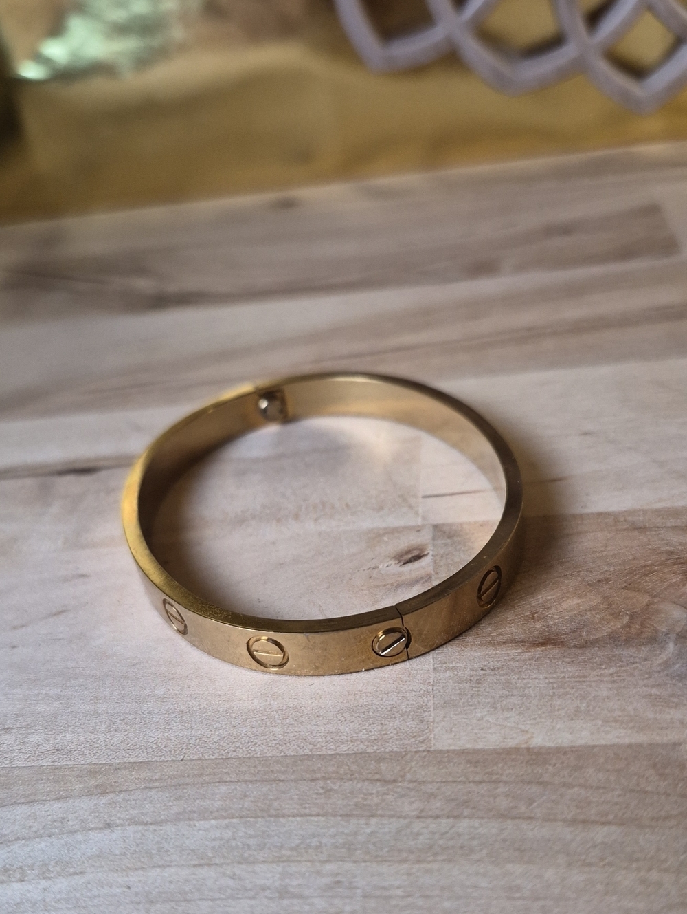 Gold Screw Bangle Bracelet - W/ Screwdriver
